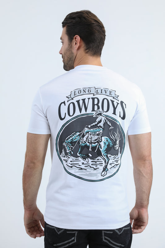 white long live cowboys tee back platini