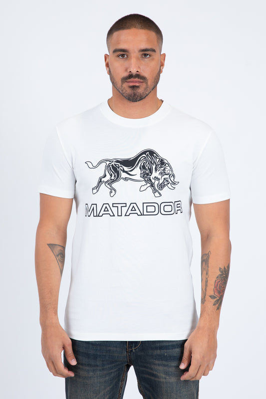 white matador bull tee front platini
