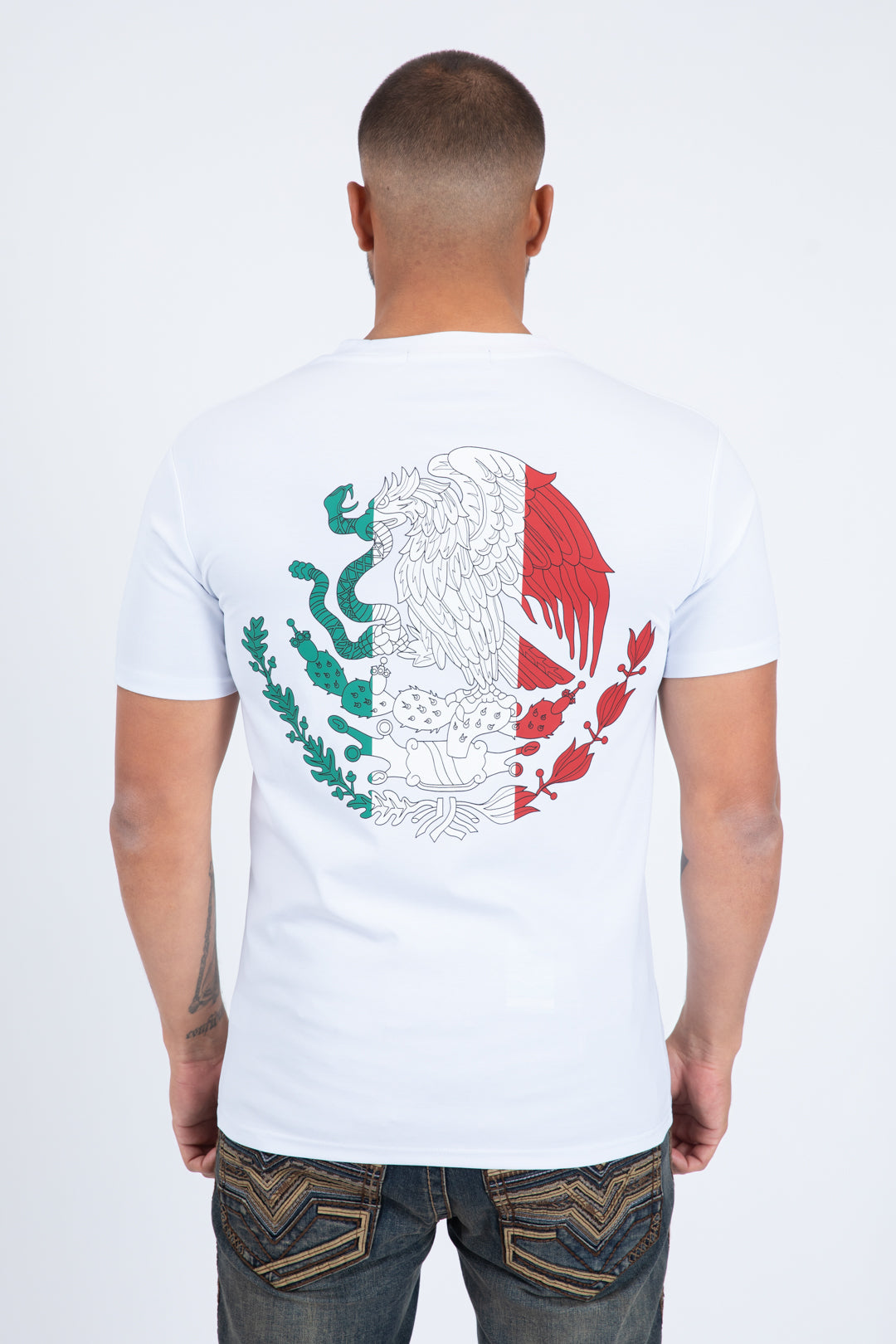 white mexican eagle flag tee back platini
