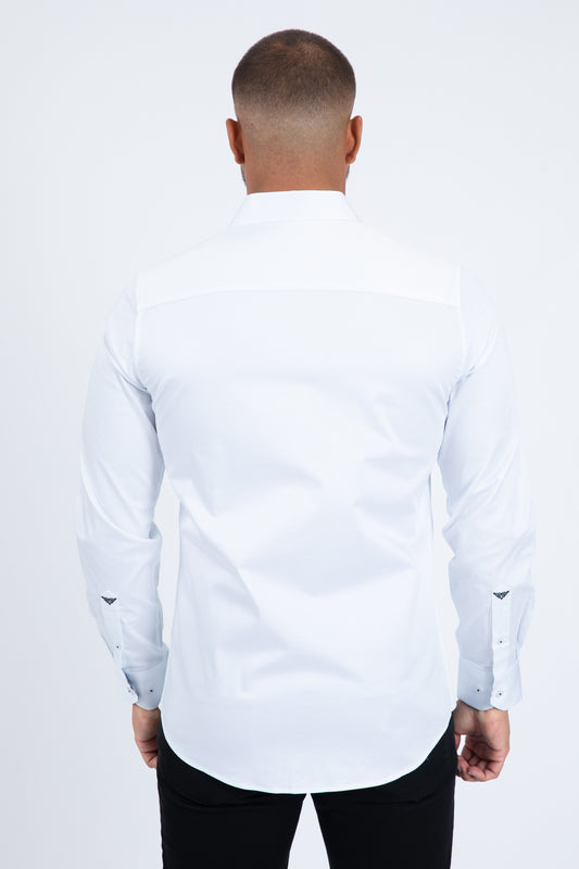 satin modern fit long sleeve shirt platini back