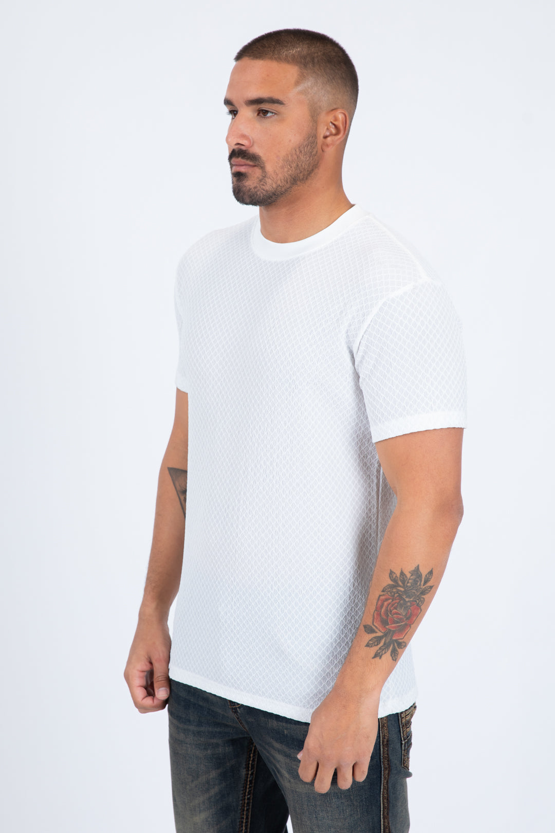white solid texture tee side platini