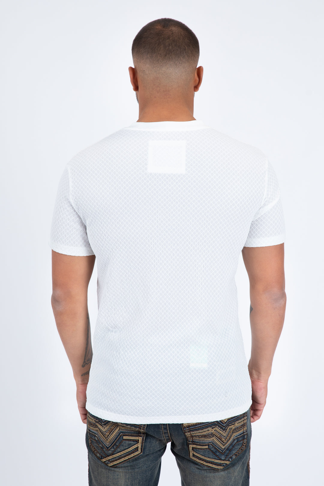 white solid texture tee back platini