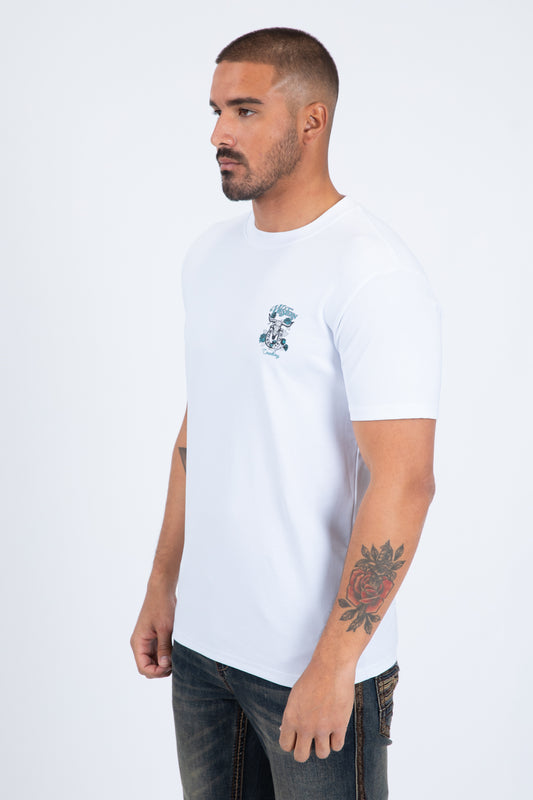 white western skull horseshoe tee men platini back