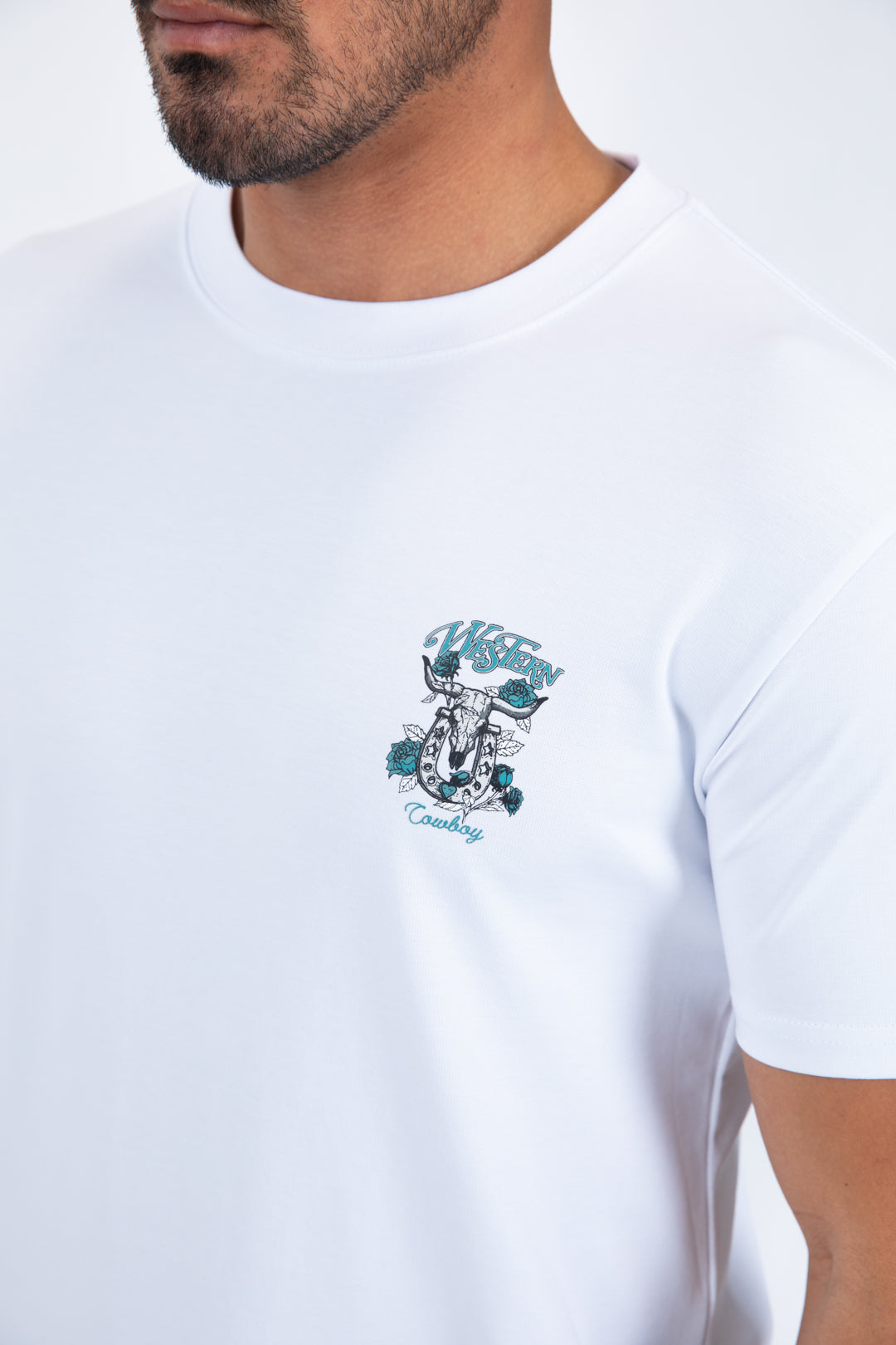 white western skull horseshoe tee detail platini