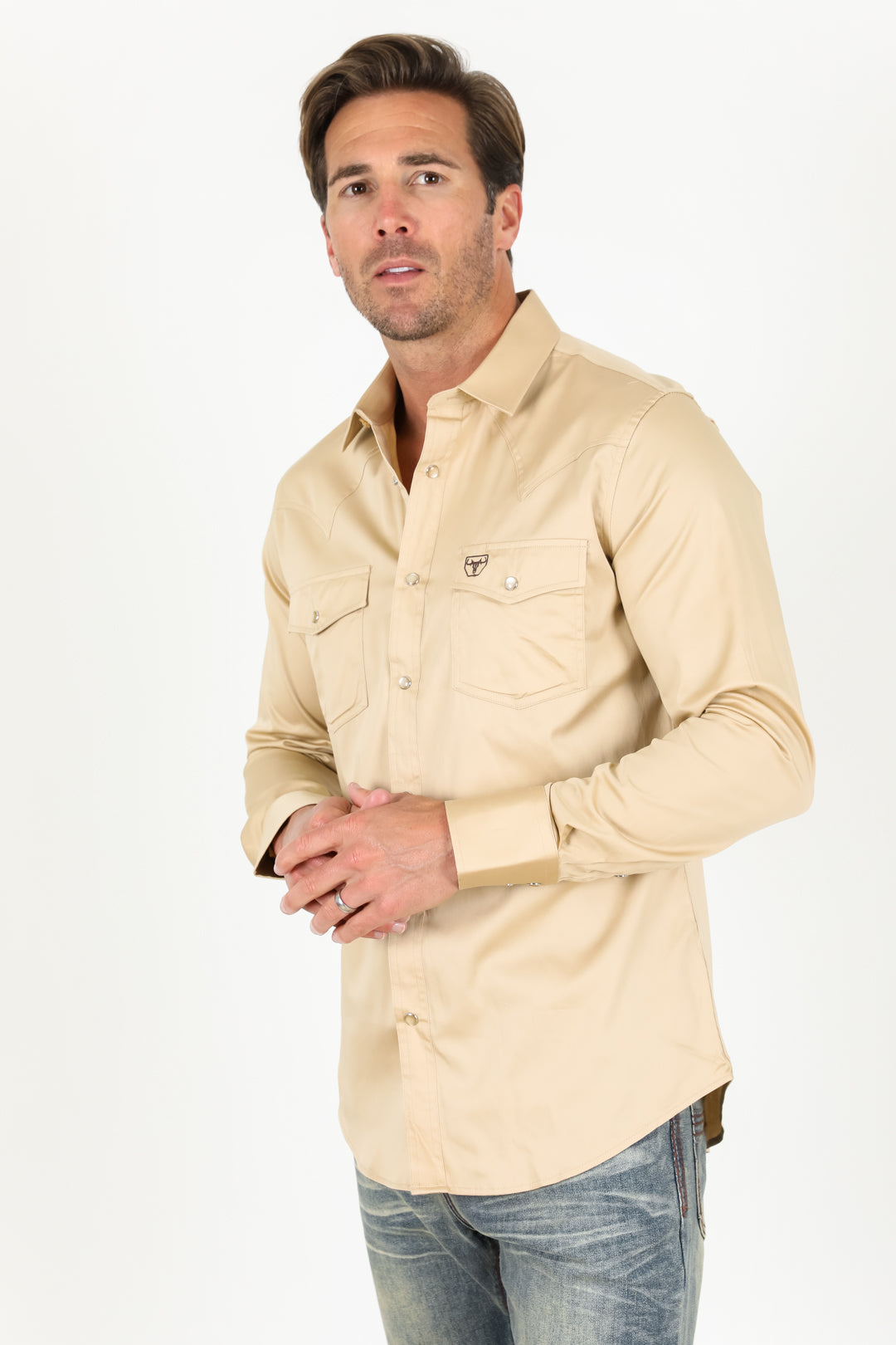 beige winslow western shirt men platini side