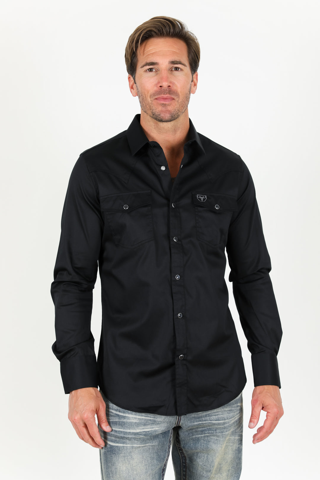 black winslow western shirt men platini front