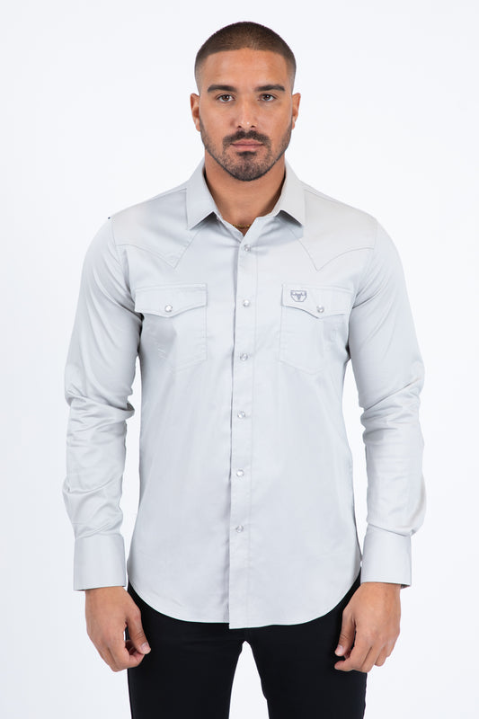 light gray winslow western shirt men platini front