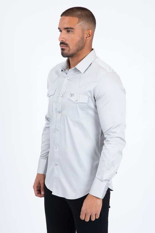 light gray winslow western shirt men platini detail