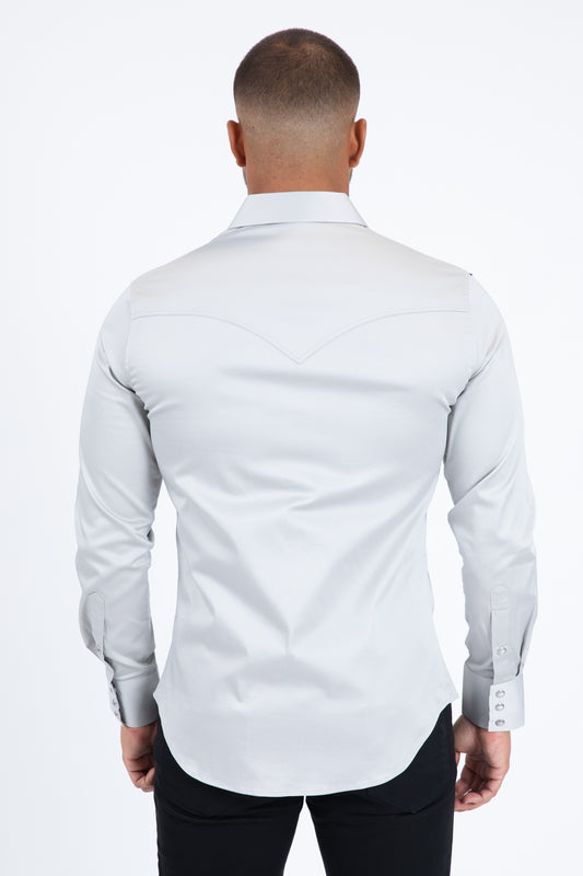 light gray winslow western shirt men platini back