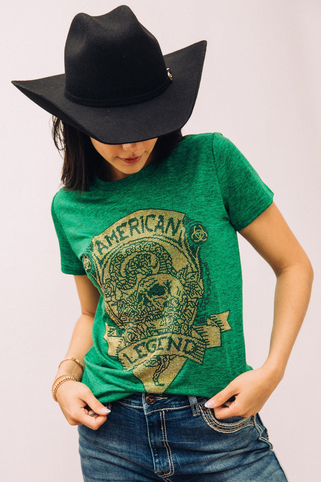 green american legend skull luxury tee front platini