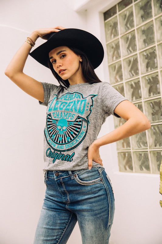 light gray american legend champs tee front platini