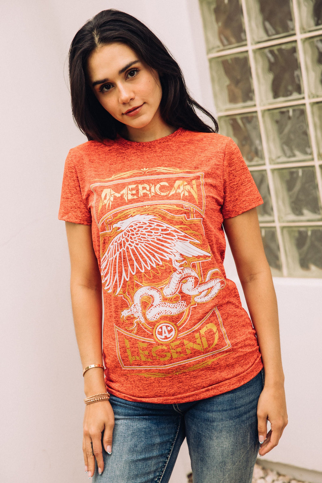 pink orange american legend eagle tee front platini