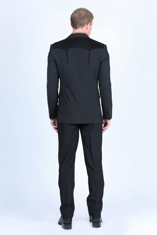 black wystan contrast yoke suit men platini detail