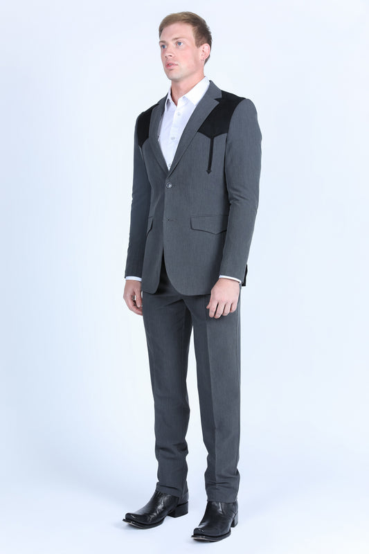 charcoal wystan contrast yoke suit men platini detail