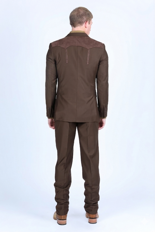 dark brown wystan contrast yoke suit men platini back