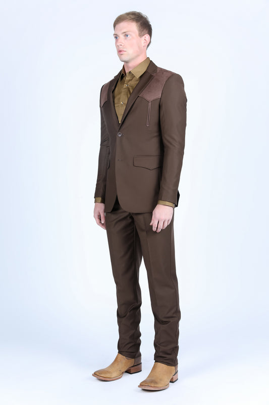 dark brown wystan contrast yoke suit men platini detail