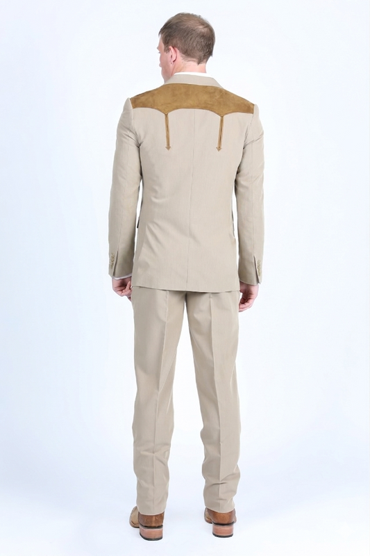 khaki wystan contrast yoke suit men platini back