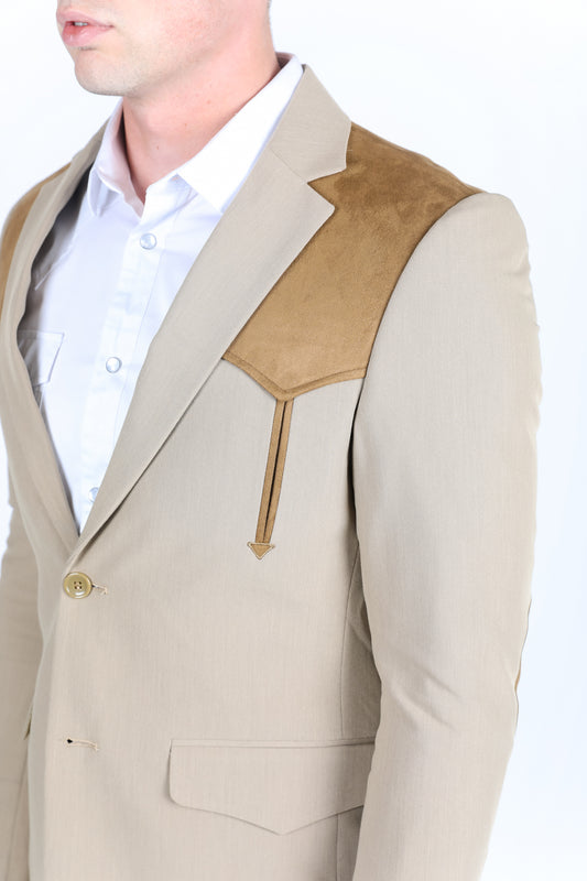 khaki wystan contrast yoke suit men platini detail-2