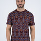 Men's Cotton Wine Aztec Print T-shirt