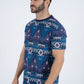 Men's Cotton Navy Aztec Print T-shirt