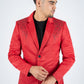 Men's Double Button Rhinestone Red Blazer