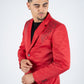 Men's Double Button Rhinestone Red Blazer