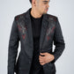 Men's Double Button Rhinestone Black Blazer