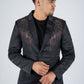 Men's Double Button Rhinestone Black Blazer