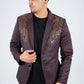 Men's Double Button Rhinestone Wine Blazer