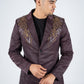 Men's Double Button Rhinestone Wine Blazer