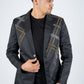 Men's Double Button Rhinestone Black Blazer