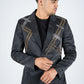 Men's Double Button Rhinestone Black Blazer