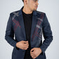 Men's Double Button Rhinestone Navy Blazer