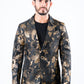 Men's Double Button Brown Flowers Print Blazer