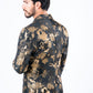 Men's Double Button Brown Flowers Print Blazer