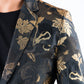 Men's Double Button Brown Flowers Print Blazer