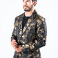 Men's Double Button Brown Flowers Print Blazer