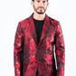 Men's Double Button Red Flowers Print Blazer