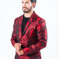 Men's Double Button Red Flowers Print Blazer