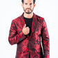 Men's Double Button Red Flowers Print Blazer