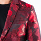 Men's Double Button Red Flowers Print Blazer