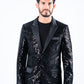 Men's Double Button Sequins Black Blazer
