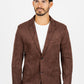 Men's Double Button Brown Faux-Suede Blazer