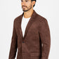 Men's Double Button Brown Faux-Suede Blazer