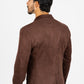 Men's Double Button Brown Faux-Suede Blazer