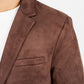 Men's Double Button Brown Faux-Suede Blazer