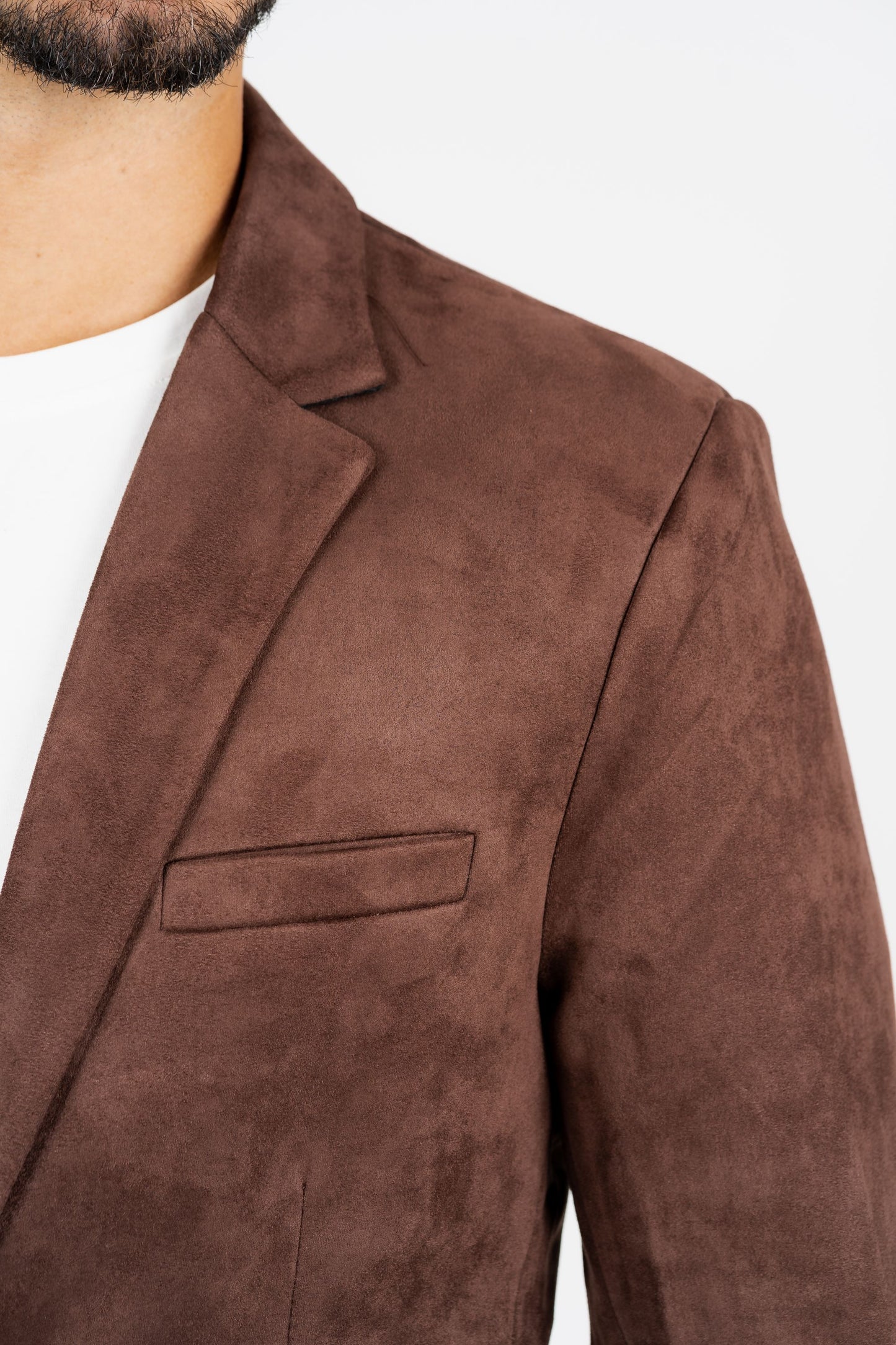 Men's Double Button Brown Suede Blazer