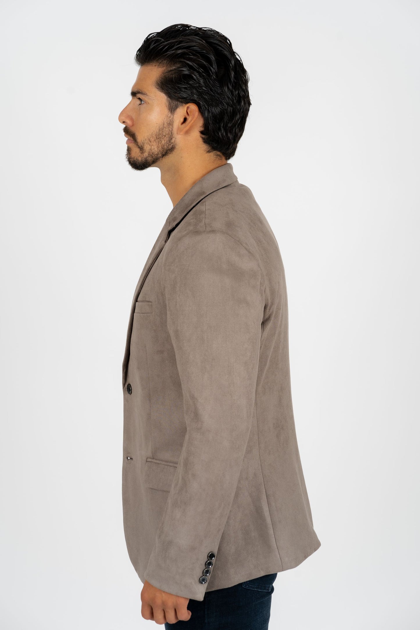 Men's Double Button Mink Faux-Suede Blazer