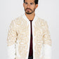 Men's White Rhinestone Bomber Jacket