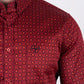 Men's Cotton Red Monogram Digital Print Dress Shirt